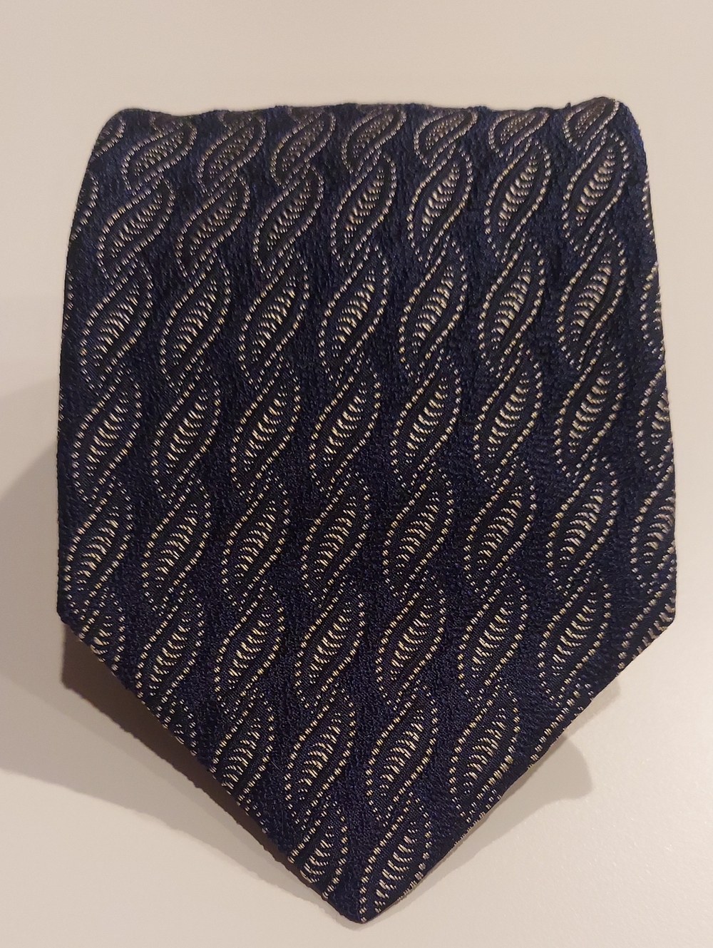 Vintage Club Room Gold Men's Navy Patterned Silk Tie